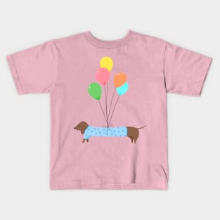 Sausage Dog With Balloons Kids T-Shirt